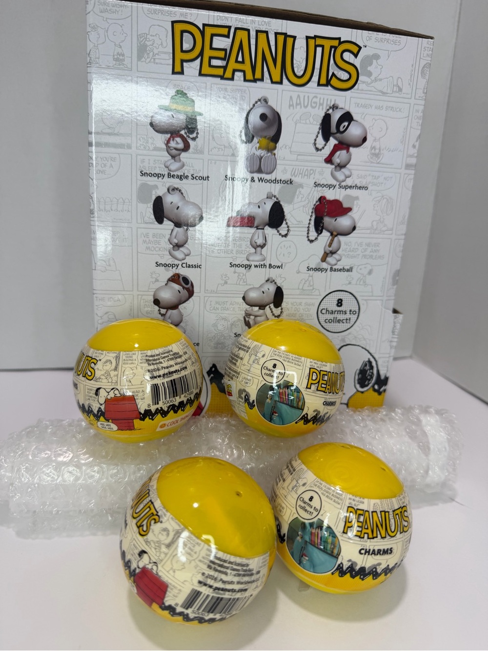 Peanuts Yellow Surprise Charm Balls - Snoopy Collectible Set